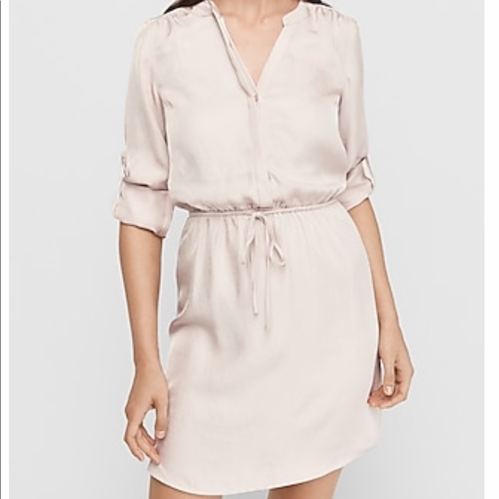 Light pink tie waist dress